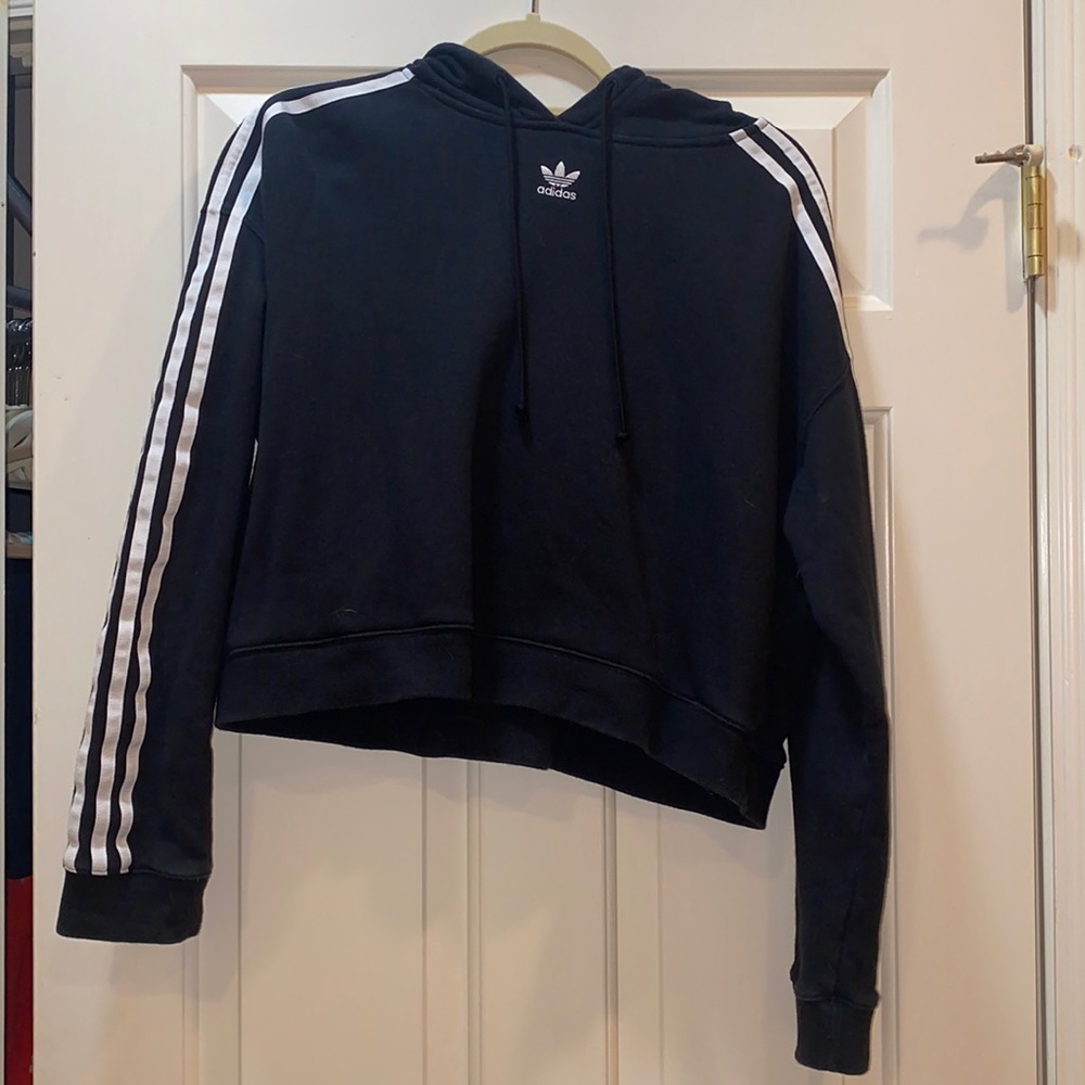 Adidas black women’s cropped hoodie M